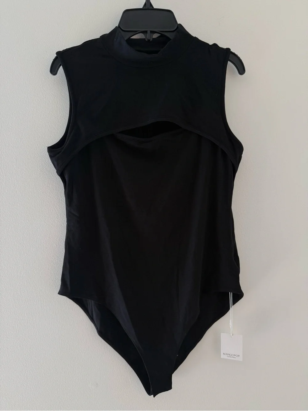 Mangopop Black Sleeveless One-Piece Bodysuit #Lux-W